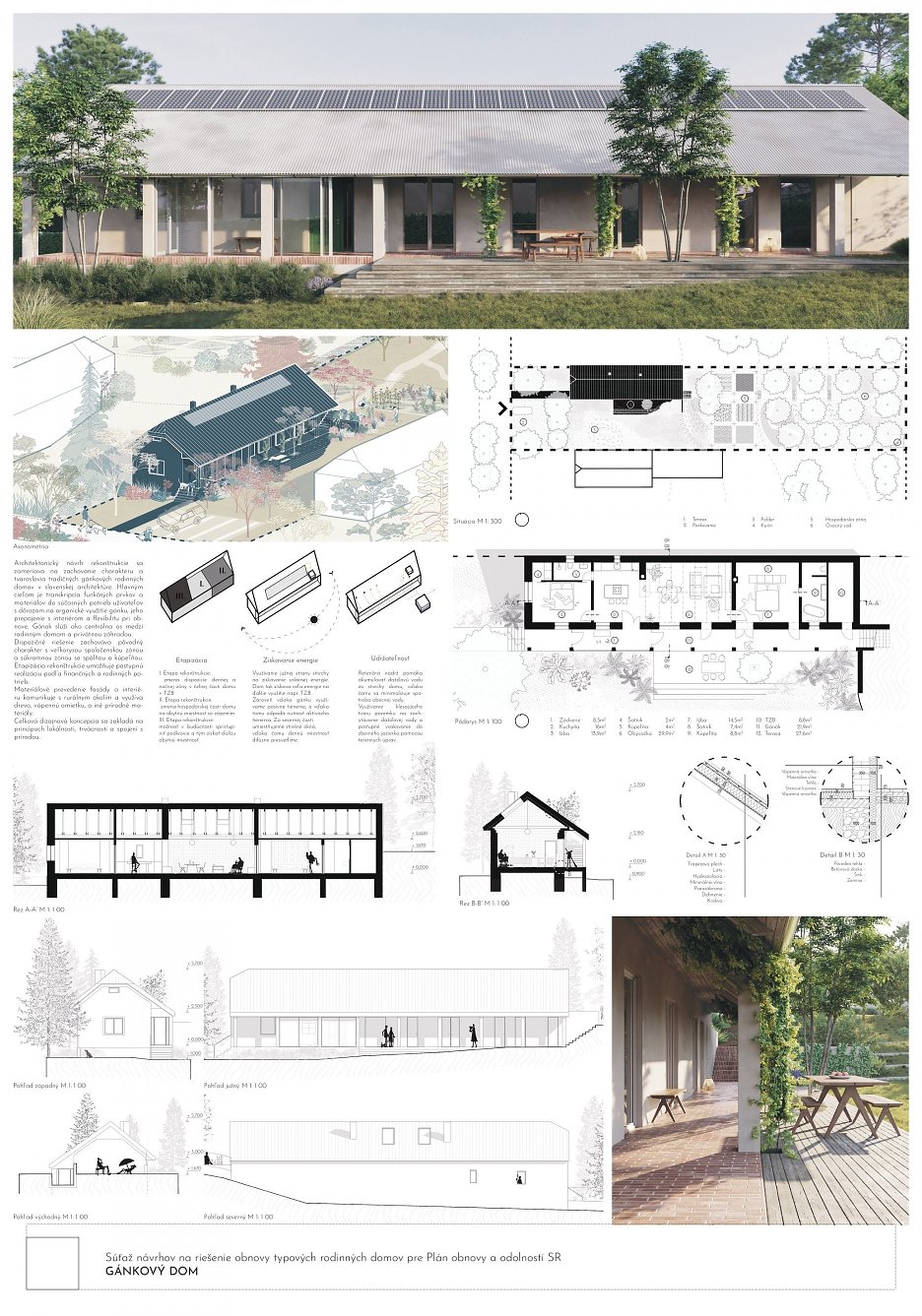 Gánkový dom – 2. zvýšená cena ex aequo, autori: Ing. arch. Matúš Hudec, Ing. arch. Jana Kubicová, Ing. Timea Petrová 