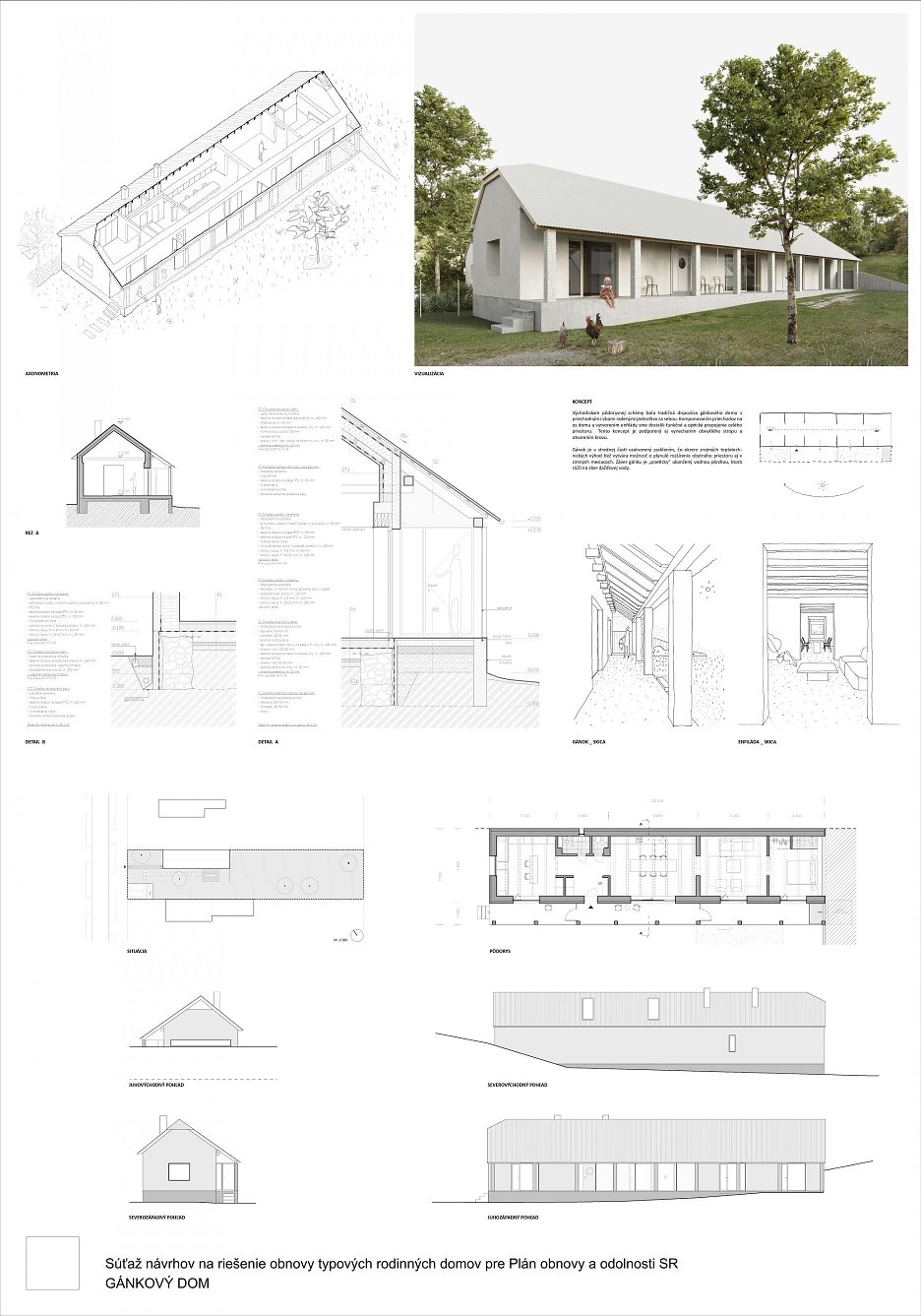 Gánkový dom – 3. cena, autori: Ing. arch. Lukáš Blana, Ing. arch. Adam Benčo