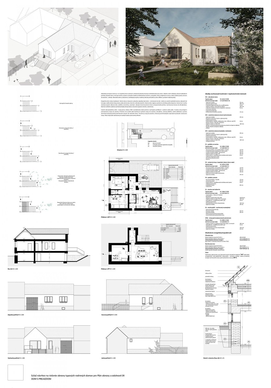 Dom s prejazdom – 3. cena ex aequo, autori: Ing. arch. Pavol Jarab, Ing. Ondrej Hancko, Ing. et Ing. arch. Barbora Kráľová z ateliéru impressARCH