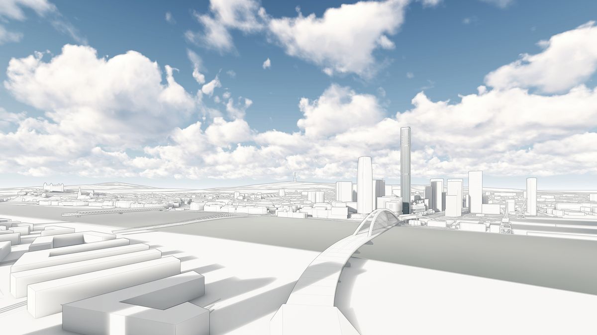 Hmotová štúdia 250 metrov vysokého mrakodrapu, ktorý zvažuje postaviť J&T Real Estate.