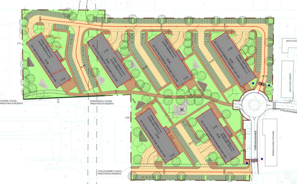 Architektonická situácia Rezidencia Odevná v Trenčíne