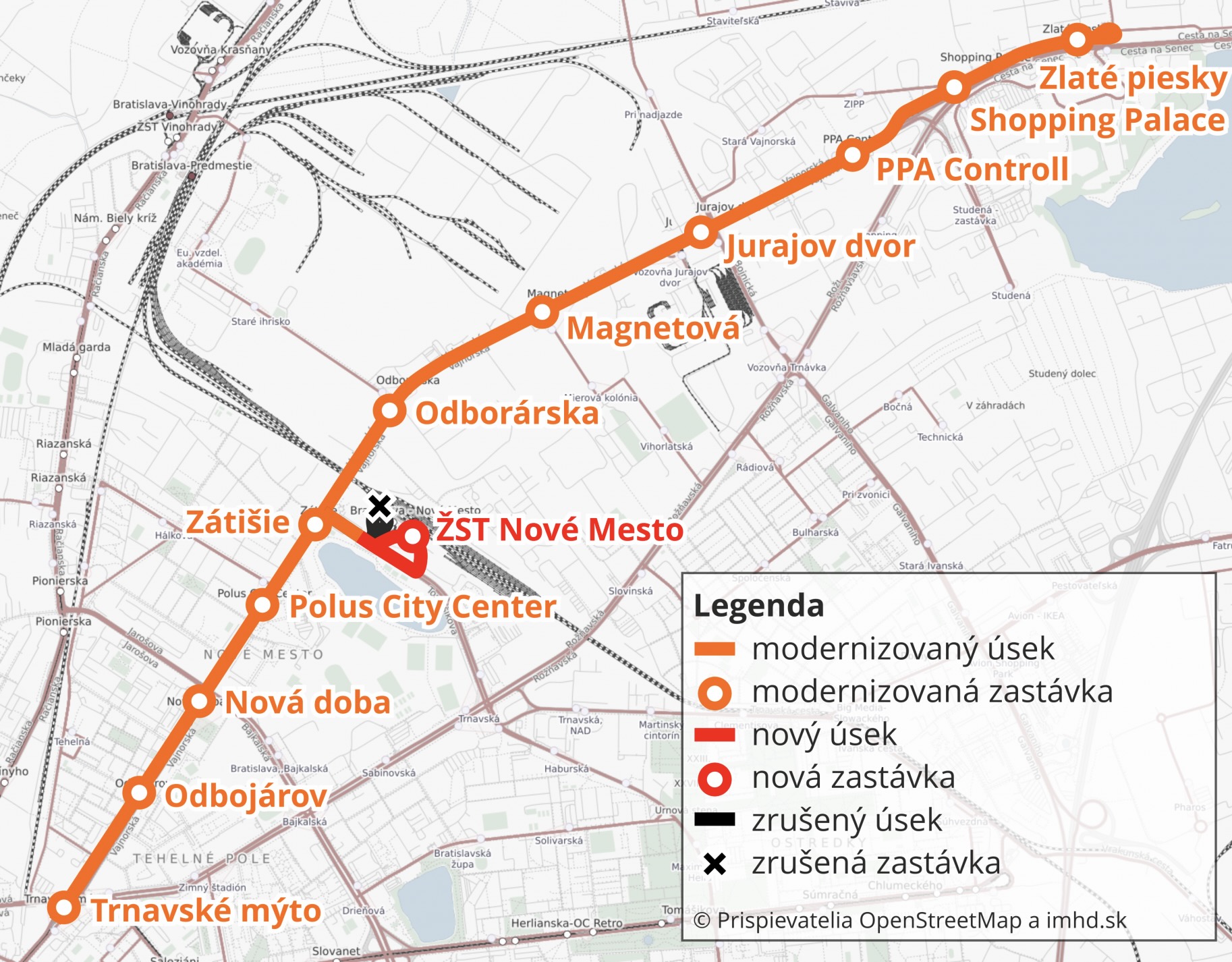 Vajnorská radiála - plánovaná oprava jednotlivých úsekov