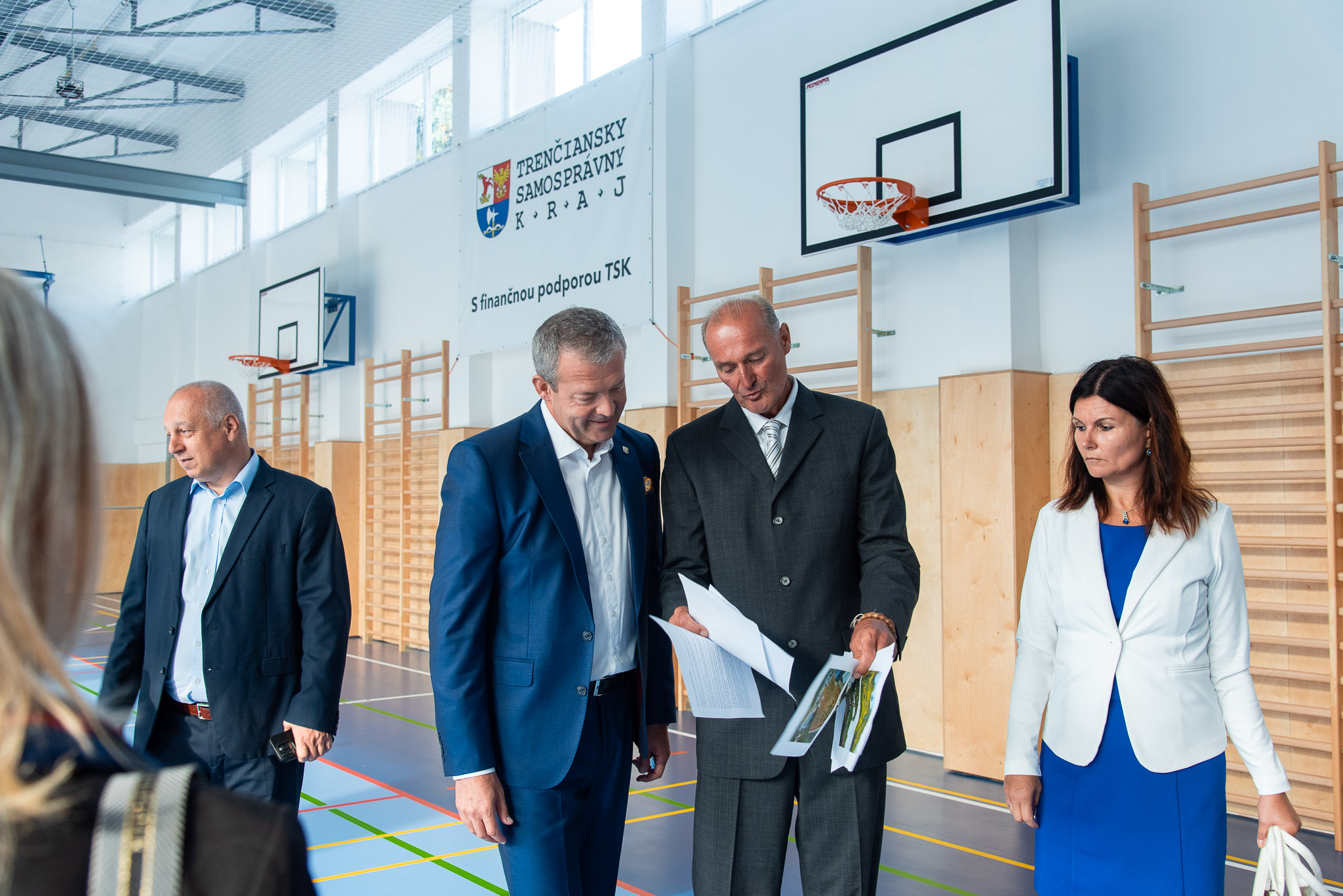 Otvorenie zrekonštruovanej telocvične považskobystrického gymnázia. 