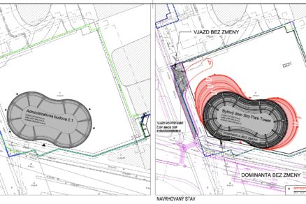 Pôvodný a navrhovaný stav Sky Park Tower