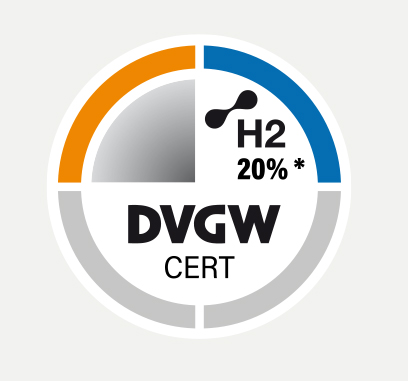 * Plynové kondenzačné systémy Weishaupt WTC-G15 ... 60-B ako aj WTC-G 80 a 100-A sú certifikované DVGW pre obsah vodíka v zemnom plyne do 20 % objemu.