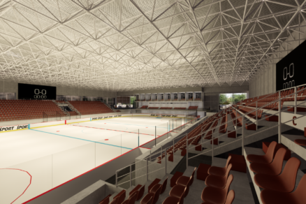 Pohľad do zrekonštruovanej hlavnej hokejovej haly ZŠVDZ - návrh