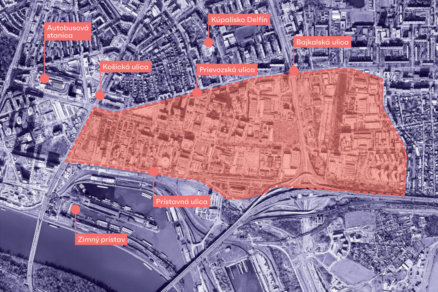 Riešené územie v Mestskej urbanistickej štúdii Mlynské nivy v Bratislave