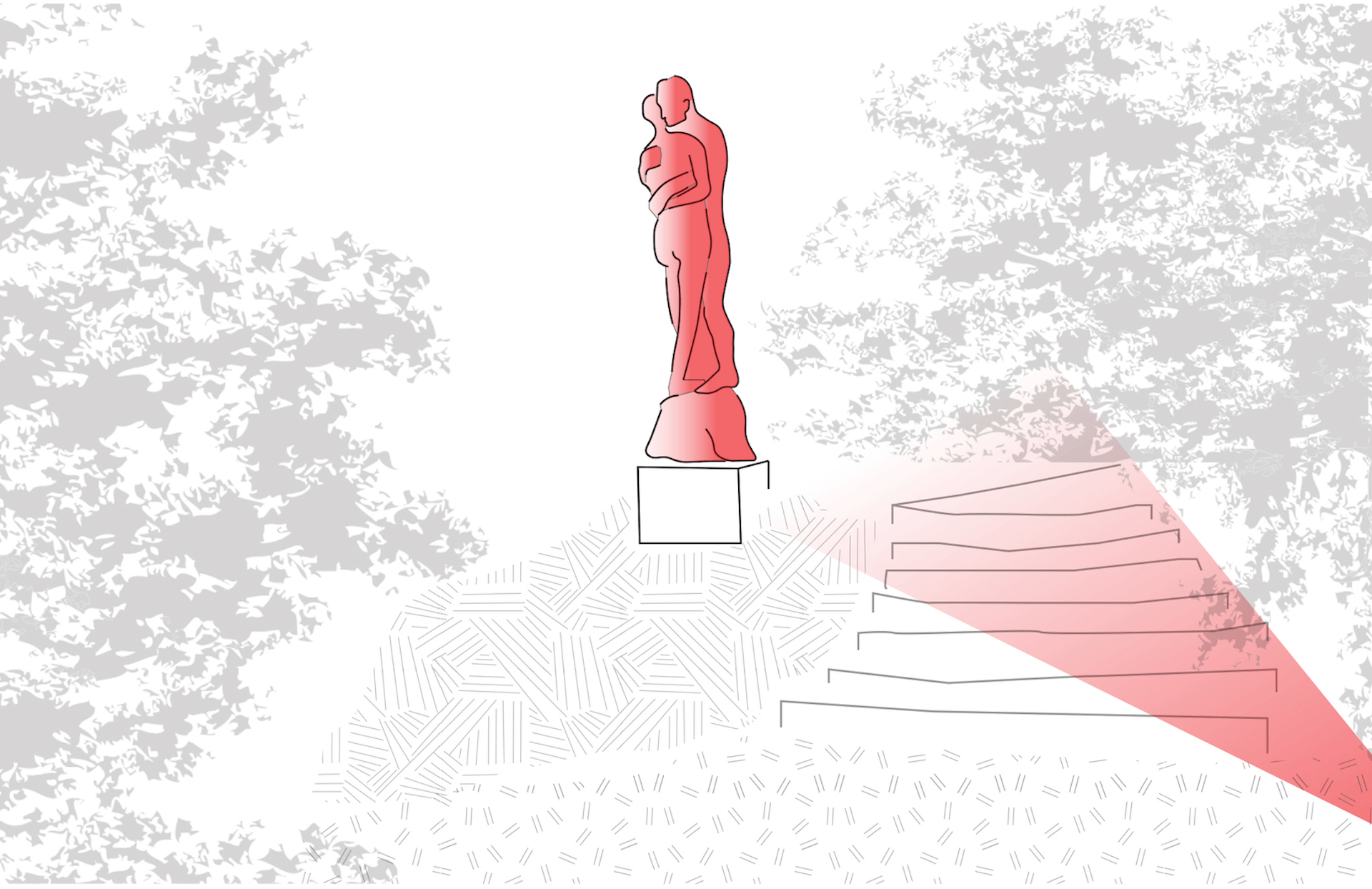Navrhované osvetlenie jednotlivých sôch v Kochovej záhrade