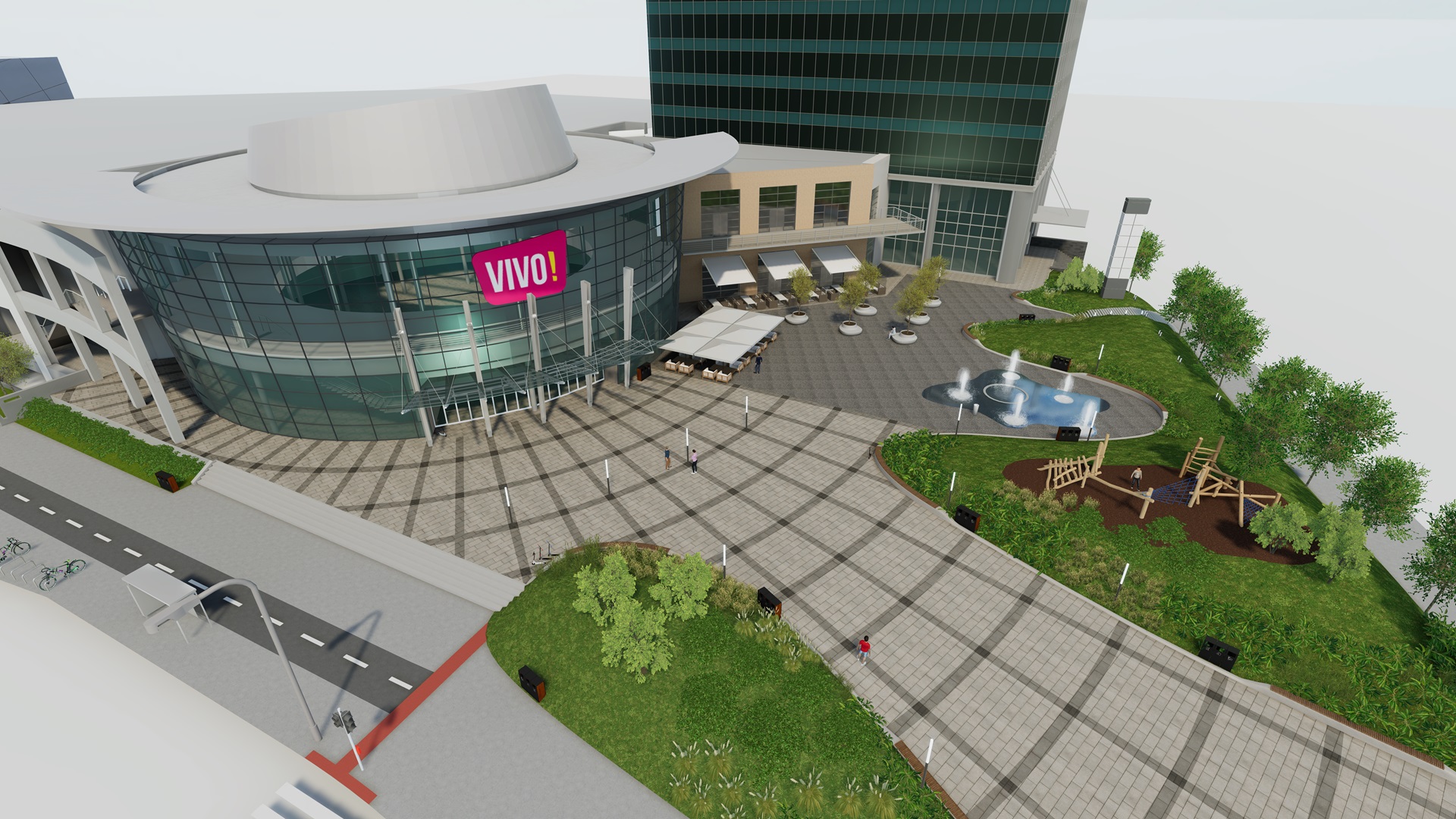Vizualizácia zrekonštruovaného námestia pred nákupným centrom Vivo! 