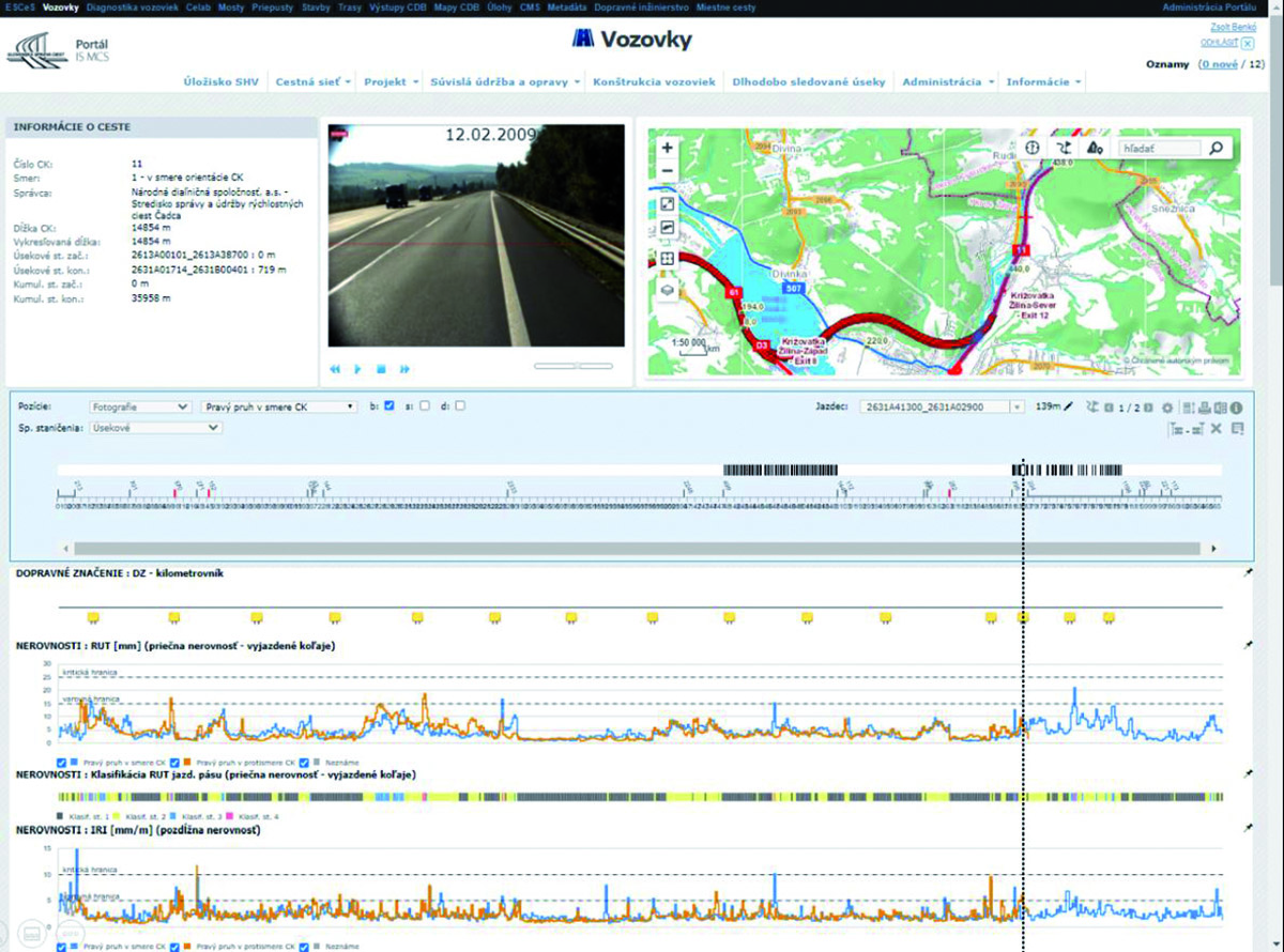 Obr. 7 Príklad cestného úseku v Informačnom systéme modelu cestnej siete – časť SHS