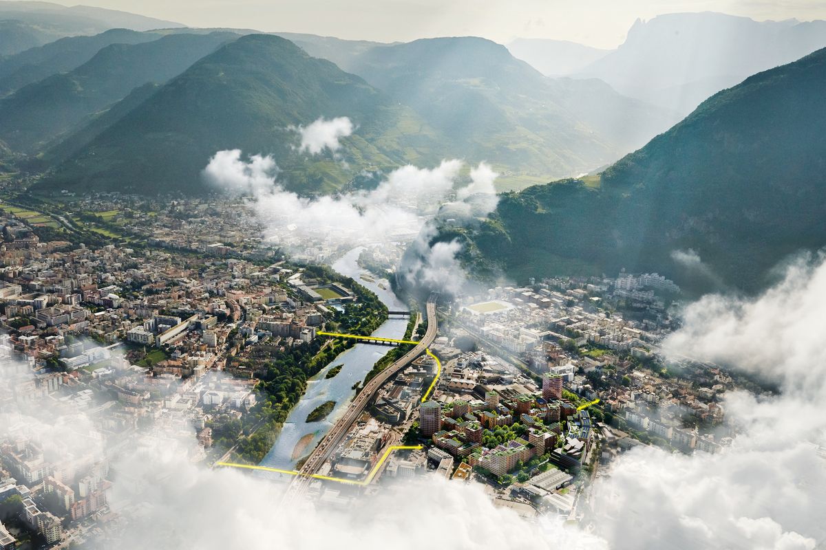 Ponte Roma Quartier vytvorí prepojenie medzi existujúcimi štvrťami a centrom mesta Bolzano. 