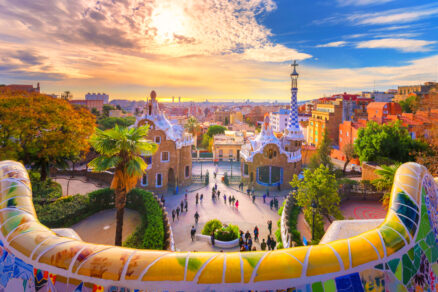 View,Of,The,City,From,Park,Guell,In,Barcelona,,Spain