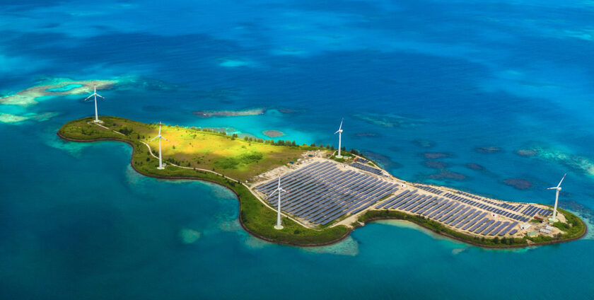 Solar,Farm,On,Romainville,Island,At,Seychelles.,View,From,Above