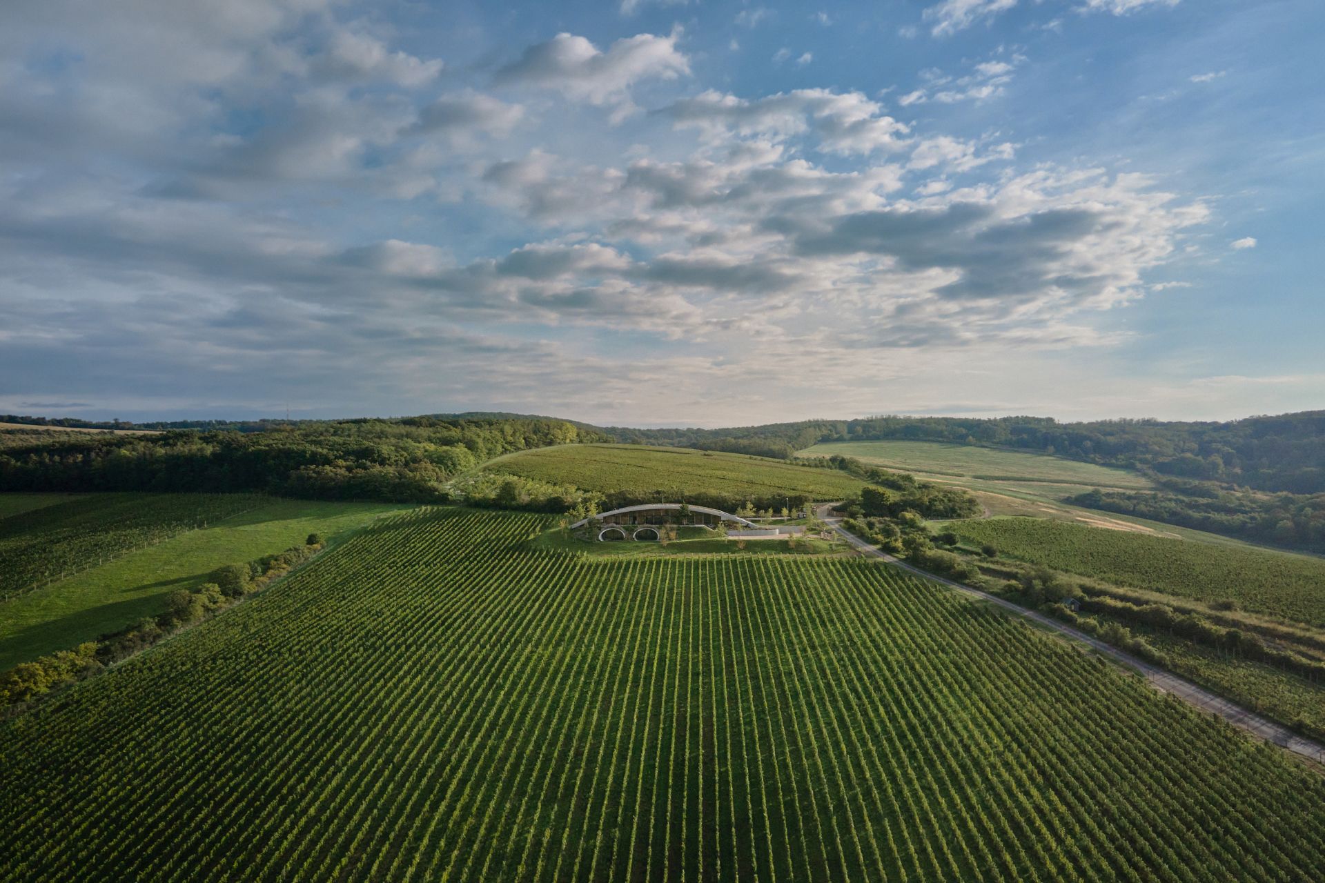 Na krajinný kontext architekt zareagoval formou mierneho oblúka – vlny v krajine.