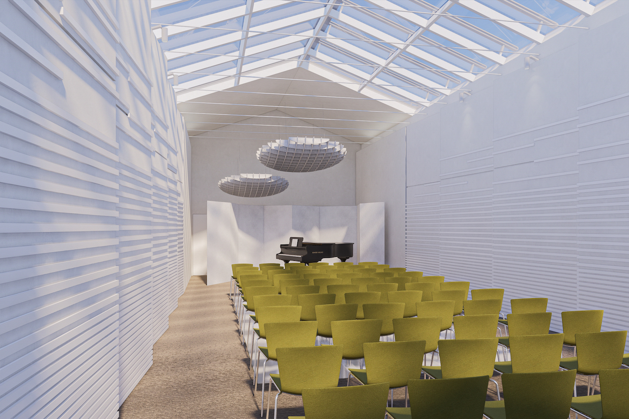 Budúca podoba sály s preskleným stropom i podlahou