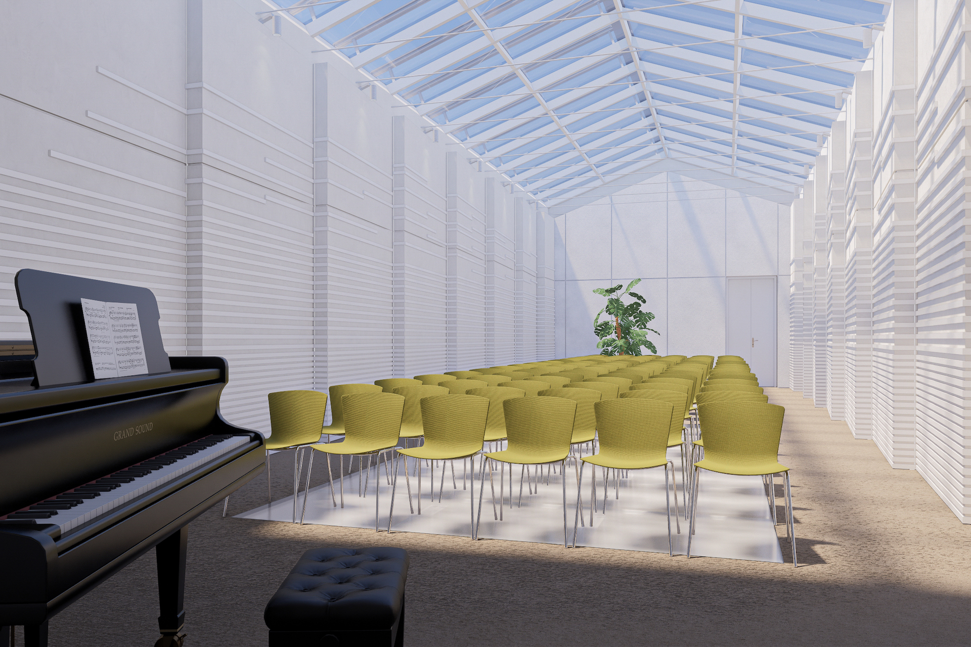 Budúca podoba sály s preskleným stropom i podlahou