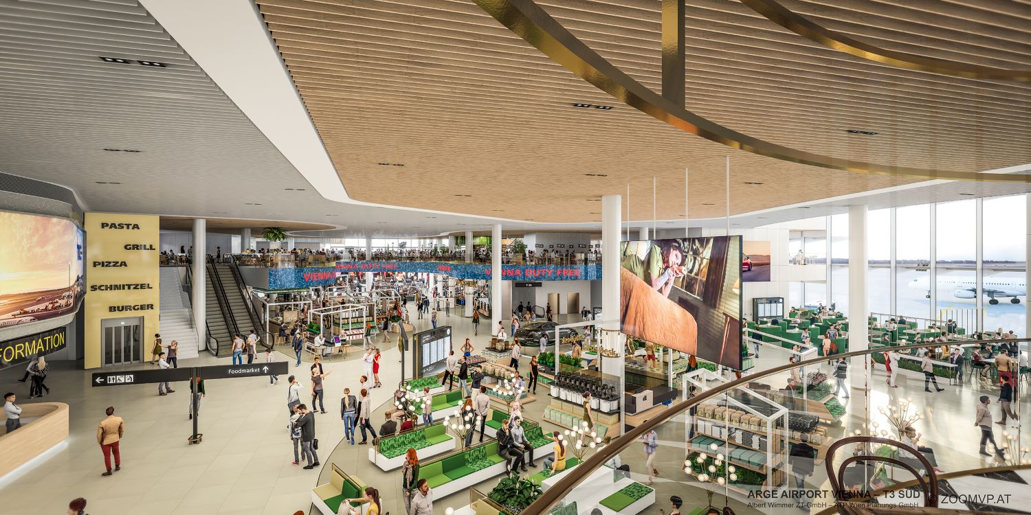 V areáli viedenského letiska pribudne 30 nových maloobchodných predajní a predajní potravín a nápojov na ploche 10 000 m².