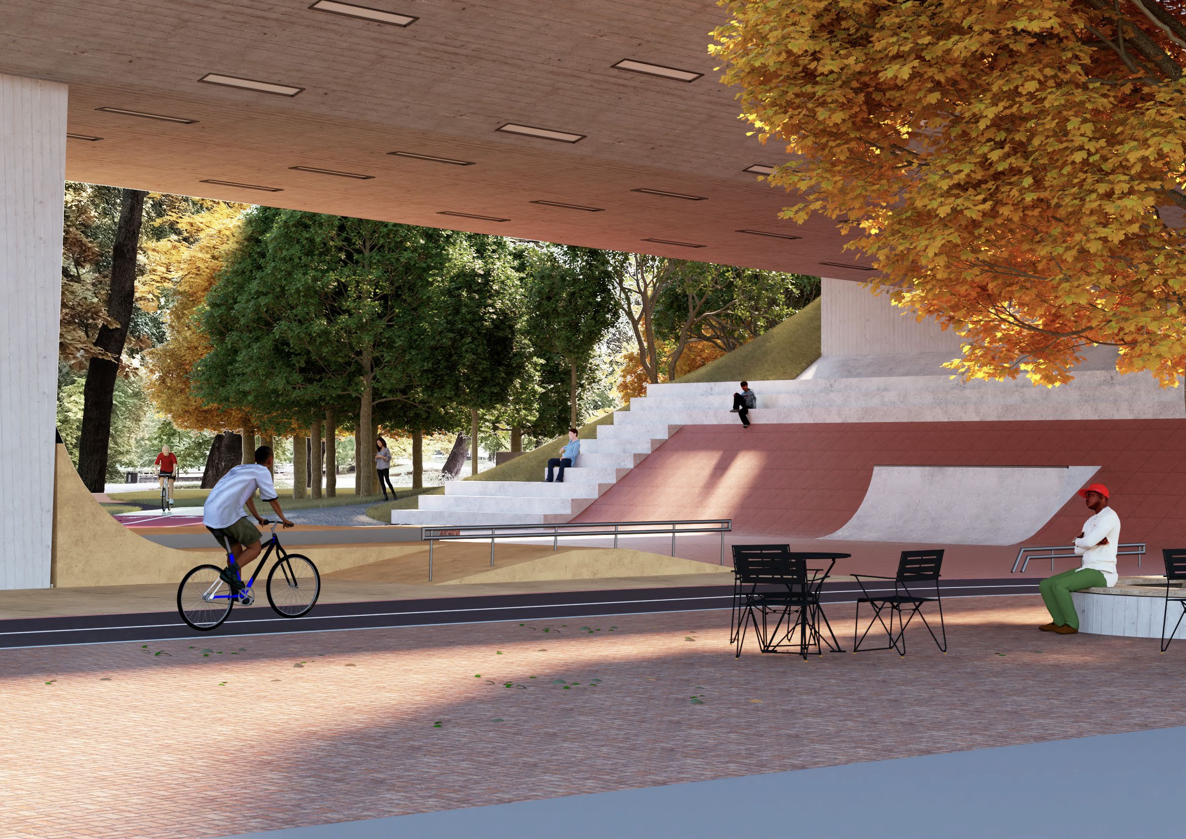 Skatepark a cyklotrasa s verejným priestorom v smere do Sadu Janka Kráľa
