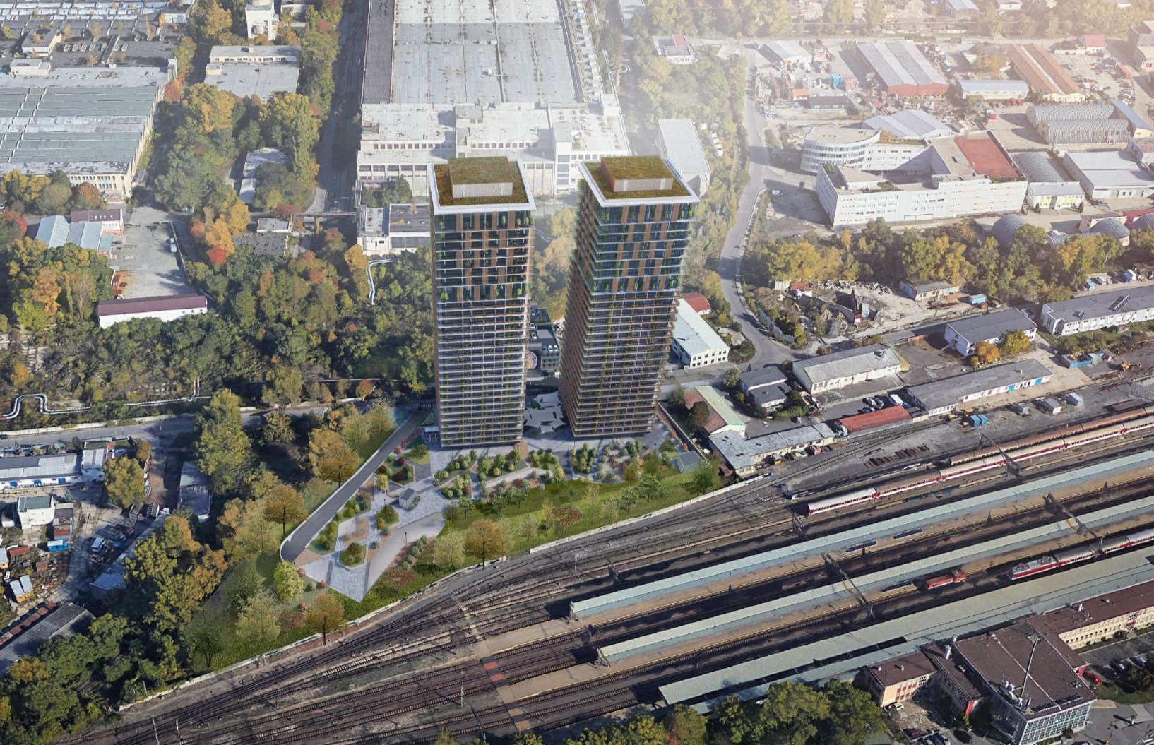 Multifunkčný komplex Za stanicou - Lake Station. Pohľad pri Železničnej stanici Nové Mesto