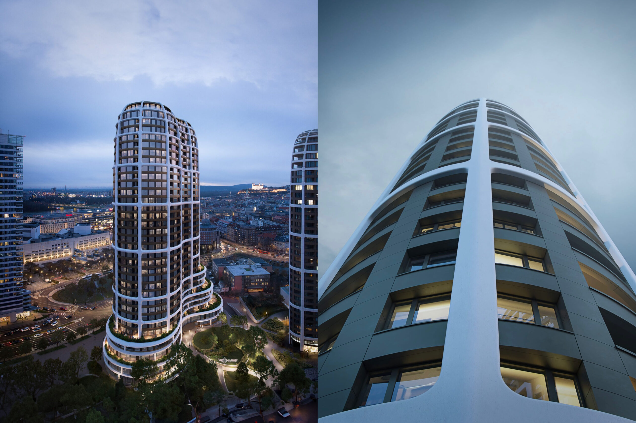 Sky Park Tower (vľavo) a Sky Park Residence 4 (vpravo)