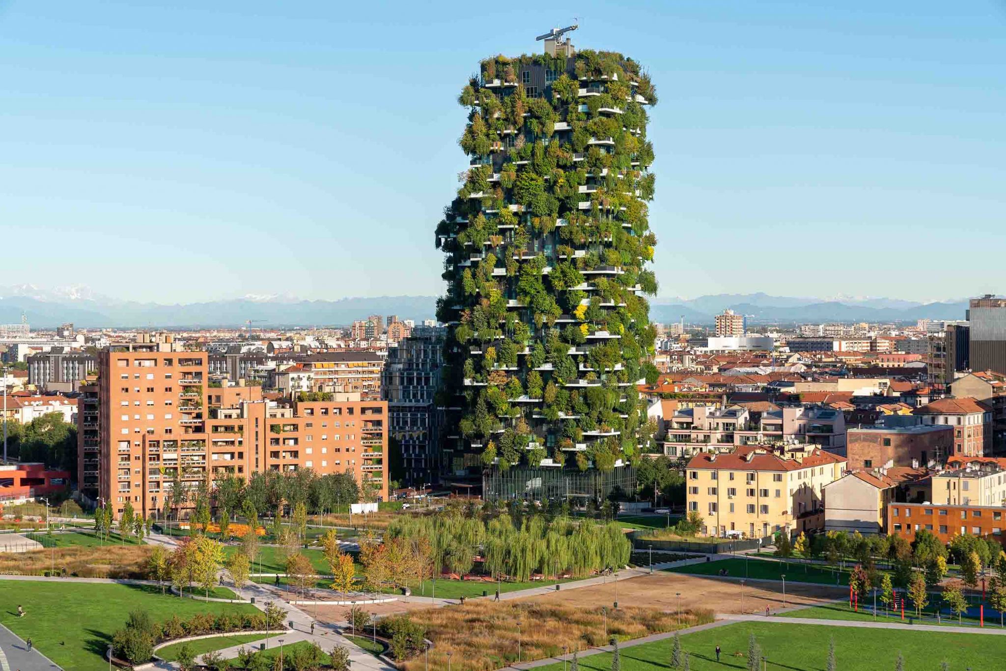 Stavba Bosco Verticale z Milána od talianskeho ateliéru Stefano Boeri Architetti