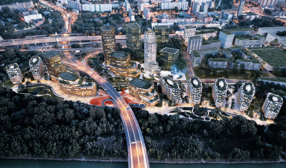 Na výstavbu štvrte Southbank v bratislavskej Petržalke treba zmenu územného plánu. Architekti: Snøhetta, Studio Egret West, gro architekti.
