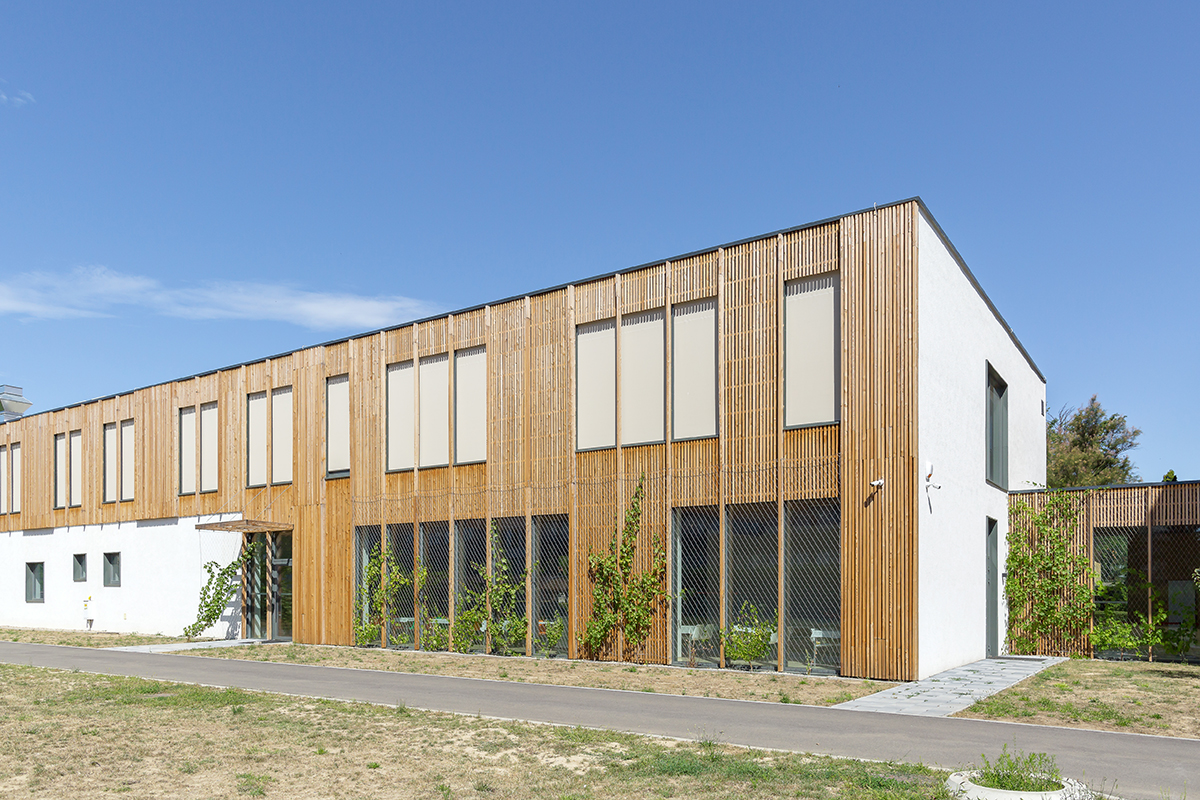 Nerezové siete X-TEND ako odolná a bezúdržbová treláž pre zeleň (Elementary School, Trnava).