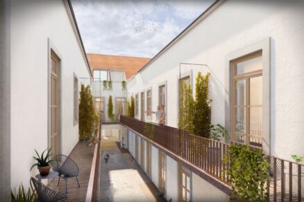 Dvor v projekte Kasárne Residence v Modre.