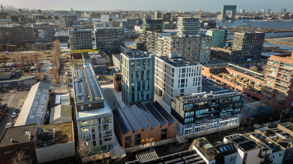 Energeticky plusová štvrť Republica v Amsterdame.