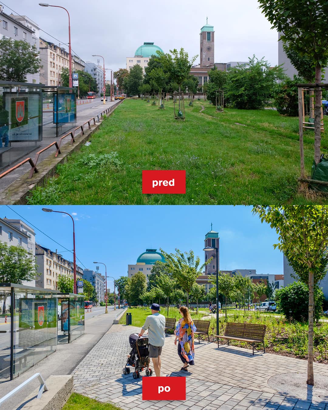 Podoba parku na Legionárskej v Starom Meste pred a po rekonštrukcii