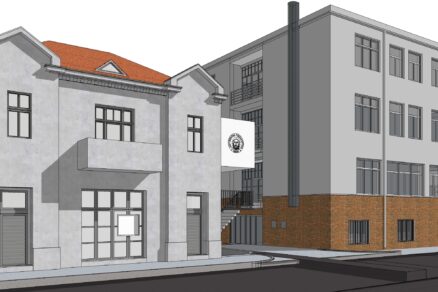 Vizualizácia auly trnavskej univerzity so zachovaným priečelím kina