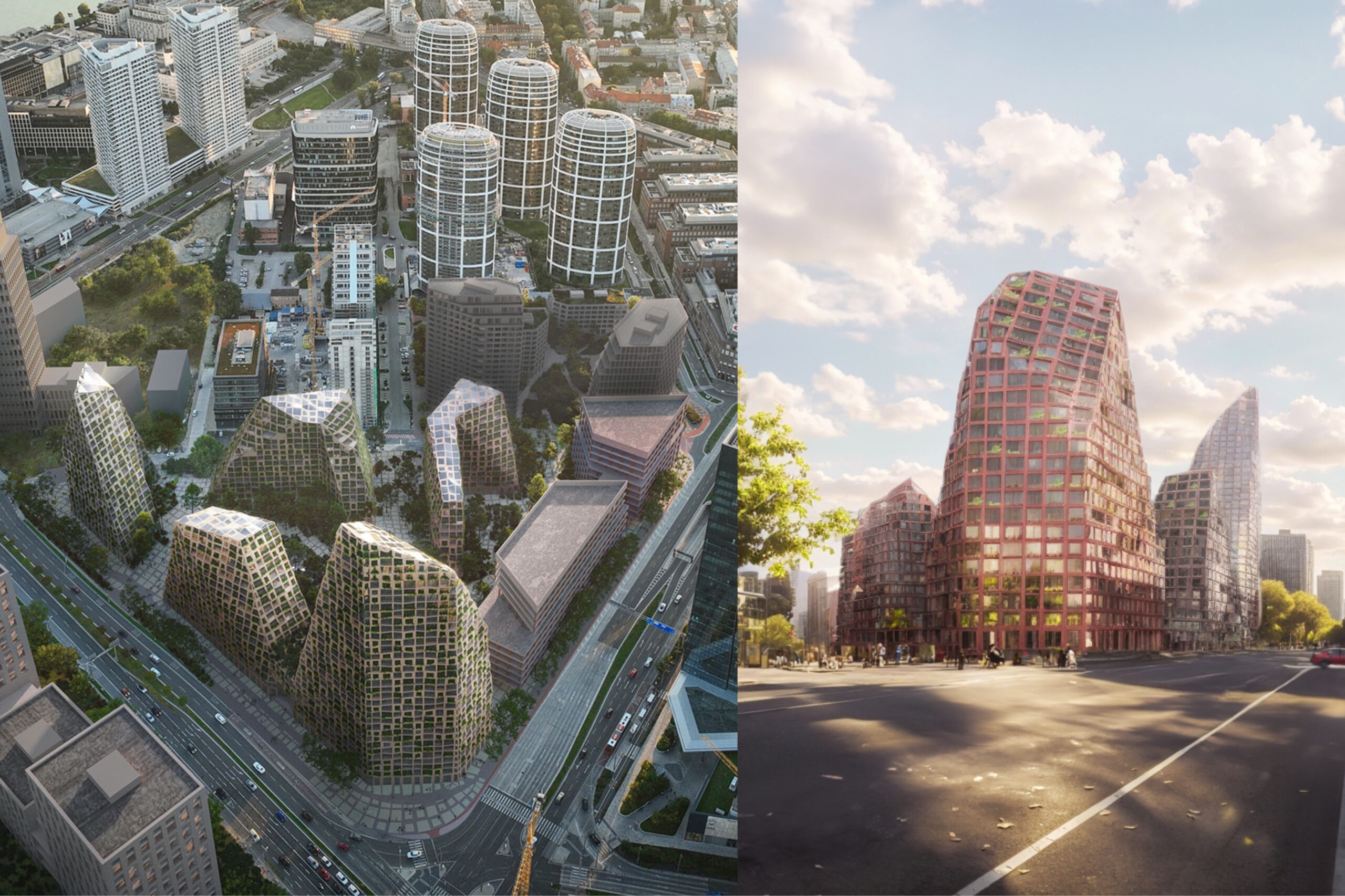Súťažný návrh ateliéru MVRDV na zónu Chalupkova v Bratislave. Svoj koncept nazvali Bratislava Rocks - v preklade bratislavské skaly 