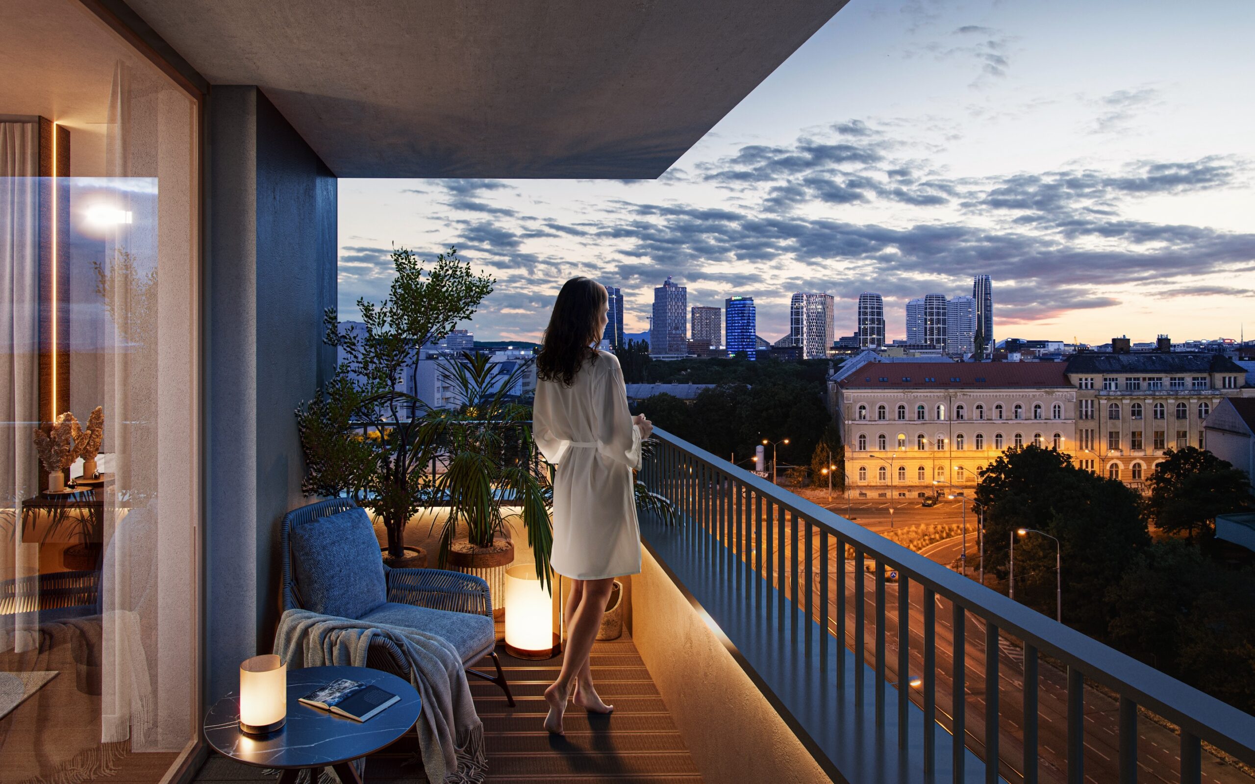 Projekt Florian Residence – lodžia s výhľadom na nový downtown
