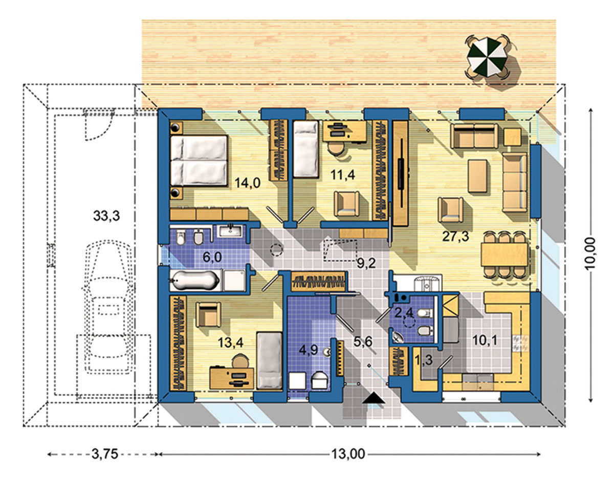 Obr. 3 Pôdorys rodinného domu – bungalov č. 1471 