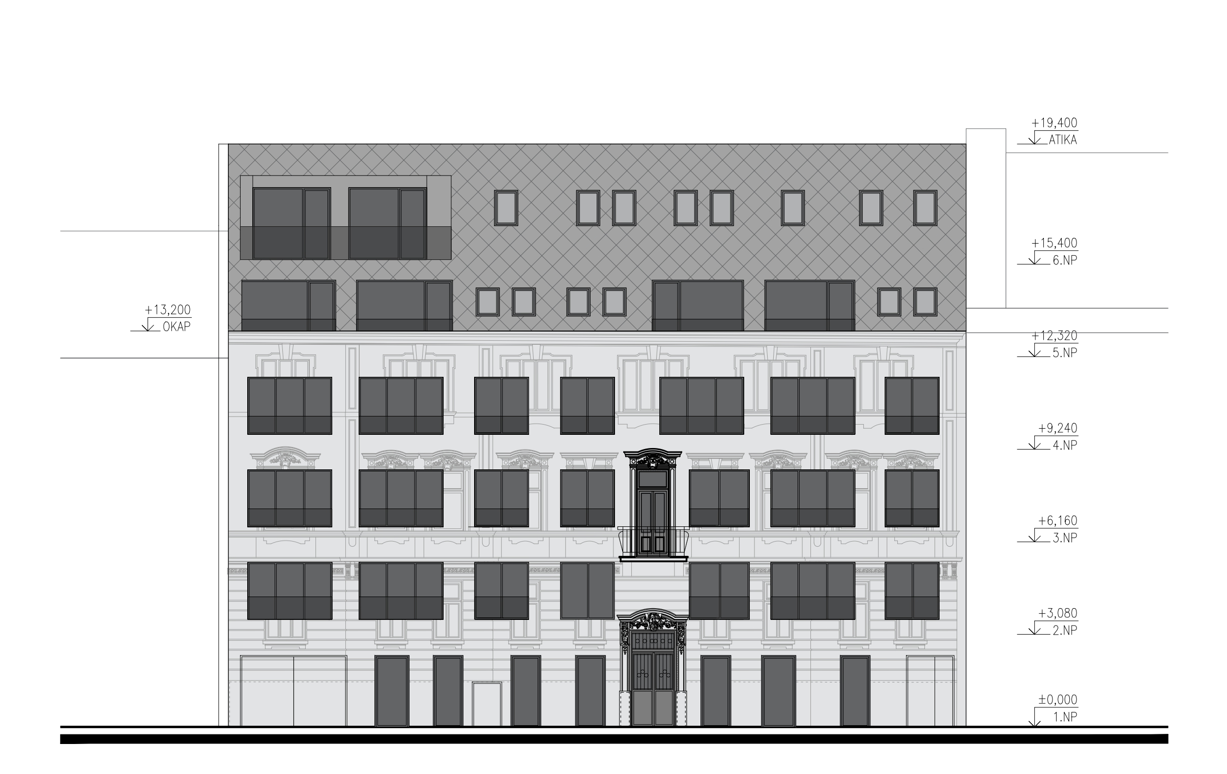 Plánovaný architektonický výraz budovy z kancelárie Architekti Šebo Lichý, ktorý pre námietky pamiatkarov bude zmenený
