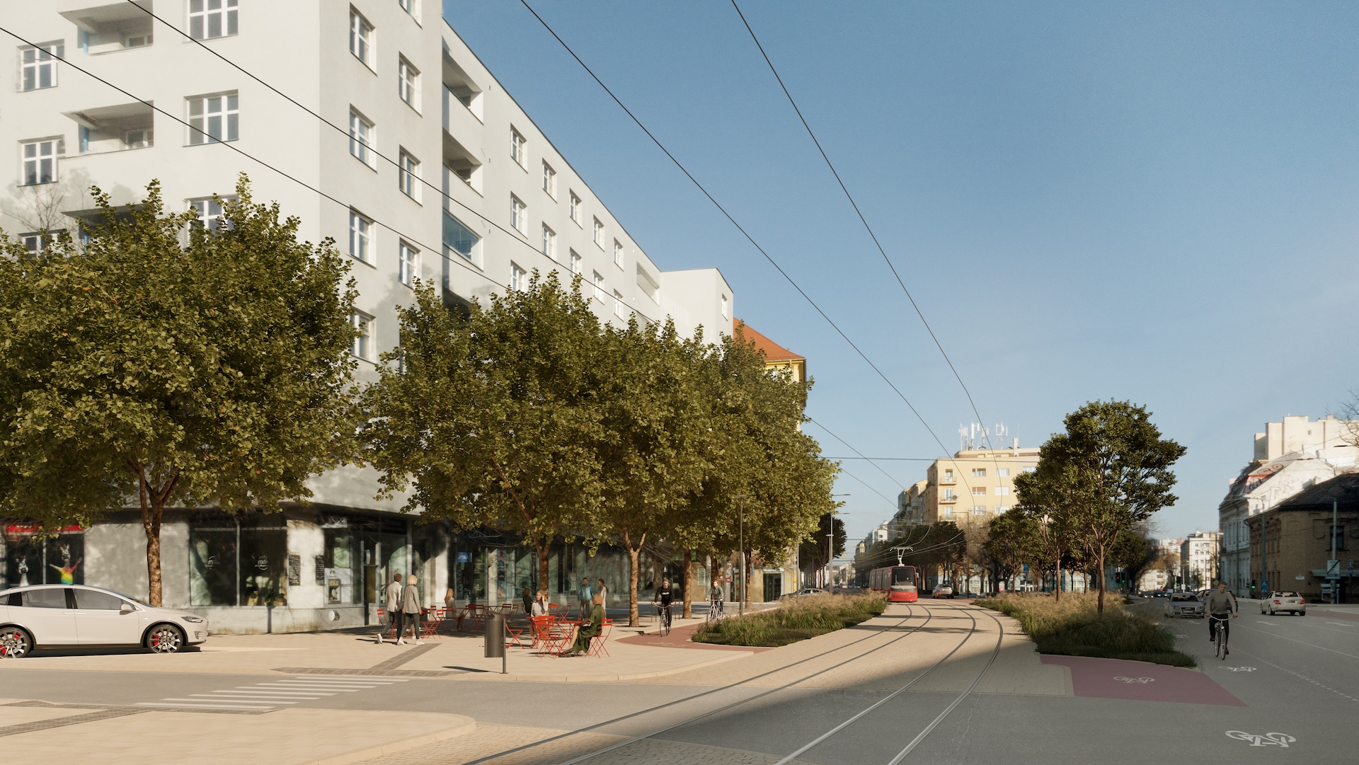 Vizualizácia rekonštrukcie Ružinovskej radiály – Odborárske námestie v smere na Krížnu ulicu