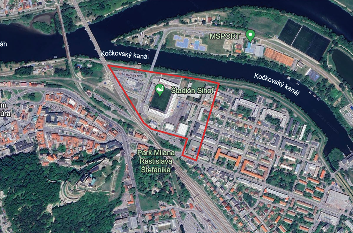 Obr. 1 Vybrané modelové územie pre PED v Trenčíne