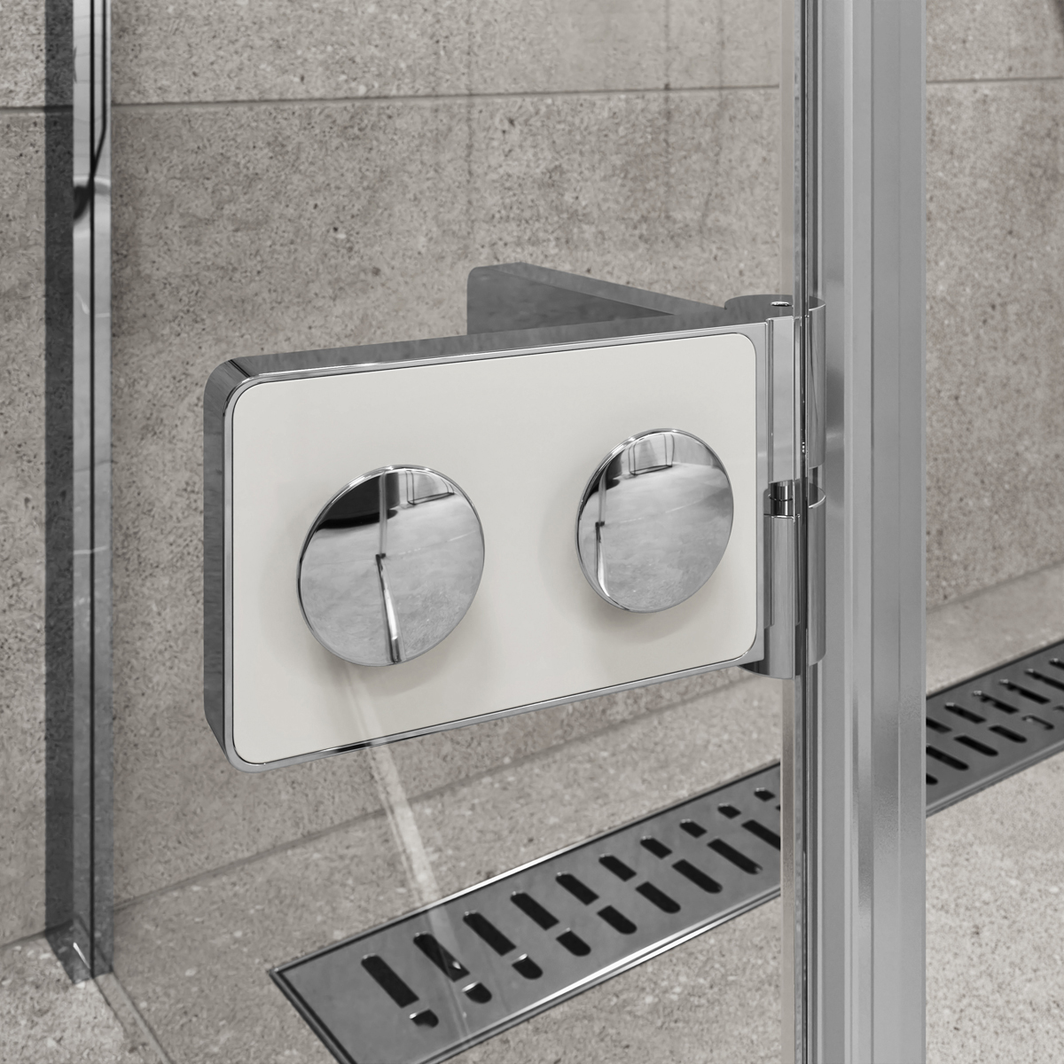 Detail sprchového pántu Mereo s elegantným ovládaním a kvalitným spracovaním