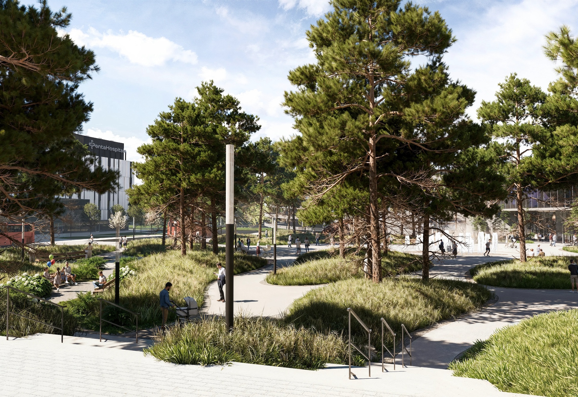 Nové námestie medzi nákupným centrom Bory Mall a Nemocnicou Bory od ateliéru ZAAN Architects