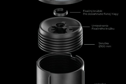 Explodovaný technický pohľad na komponenty systému podpery pre zvýšenú podlahu vrátane nastavovacieho kľúča