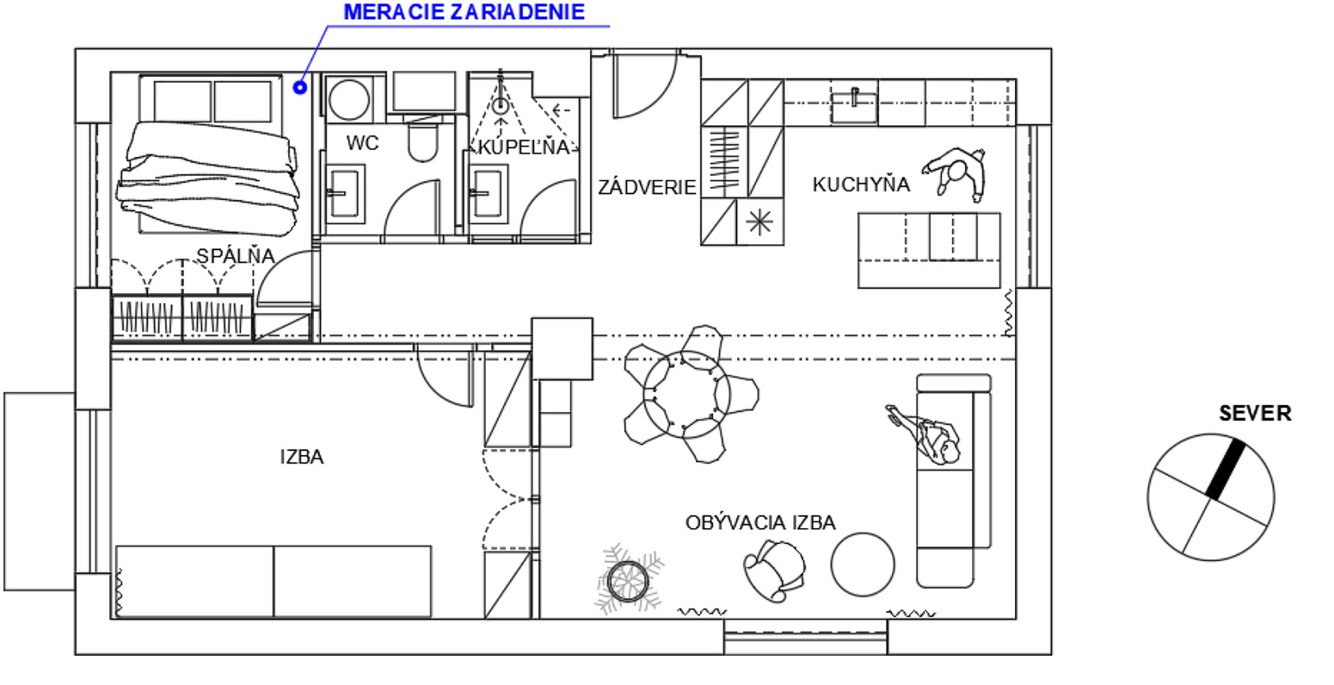 Obr. 1 Pôdorys nezatepleného bytu 