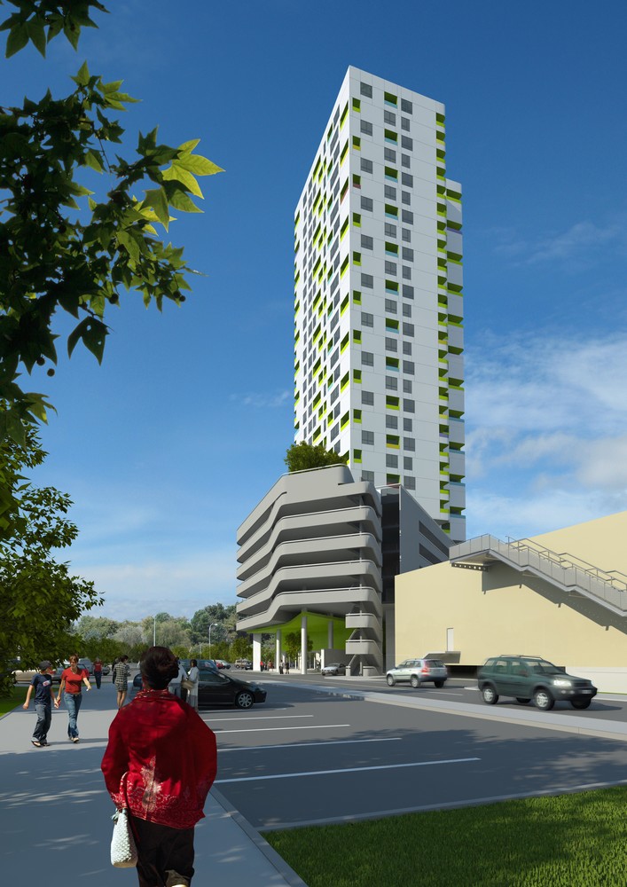 Návrh tretej veže bývalého Polusu ako bytového objektu z roku 2010/2012