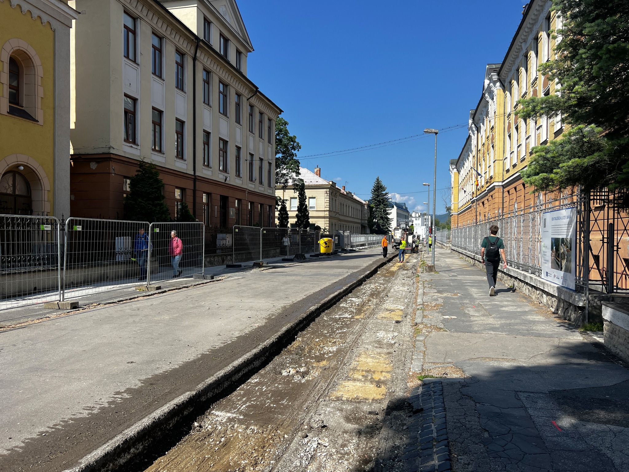 Ulica 1. mája v Trenčíne počas prác 