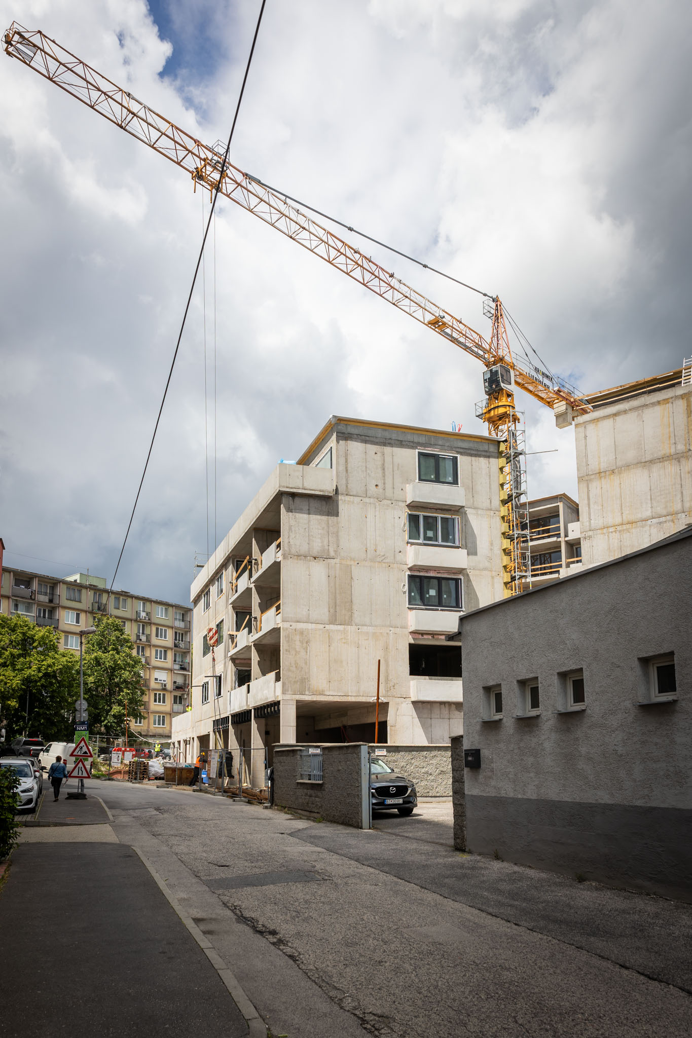 Stav projektu Green Corner na Križovatke Jozefa Čabelku k 28. máju 2025 – pohľad z Pionierskej ulice