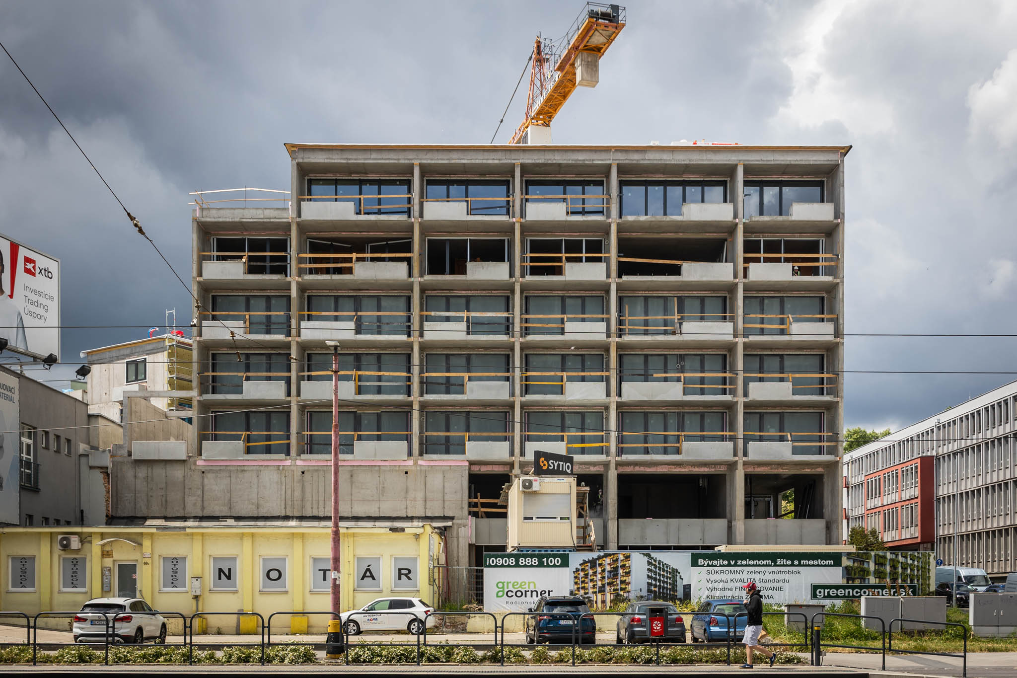 Stav projektu Green Corner na Križovatke Jozefa Čabelku k 28. máju 2025 – pohľad z Račianskej ulice