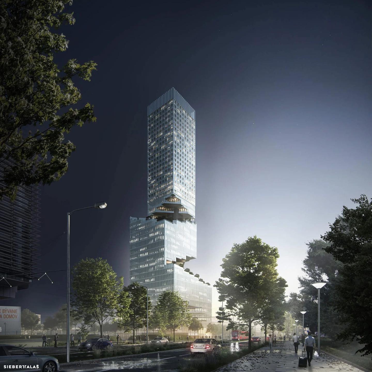 Návrh mrakodrapu finančnej skupiny Arca Capital od architektonického ateliéru SIEBERT + TALAŠ