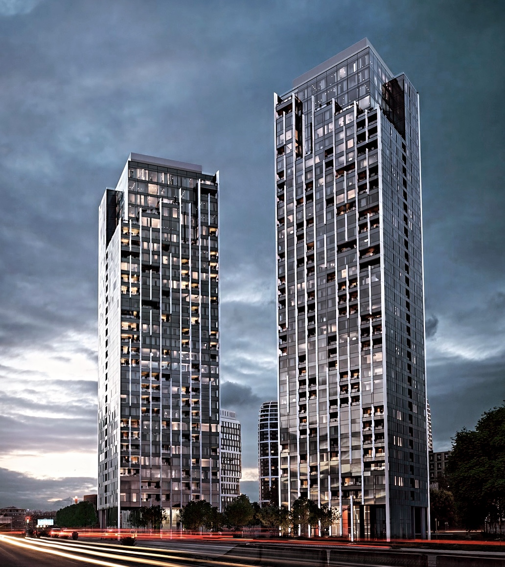Portum Towers – pohľad na veže z križovatky Košická – Landererova