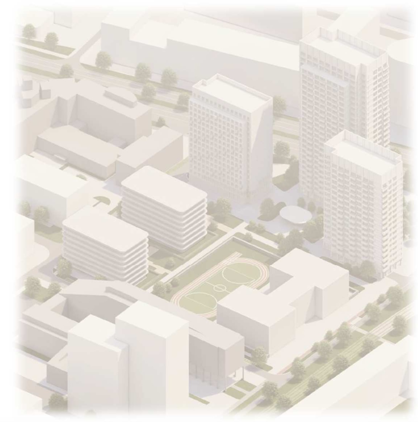 Projekt District 15 (tri veže vpravo) vrátane pokračovania projektu o ďalšie stavby, ktoré nie sú predmetom aktuálnej dokumentácie EIA a povoľovacieho procesu (v strede fotografie)