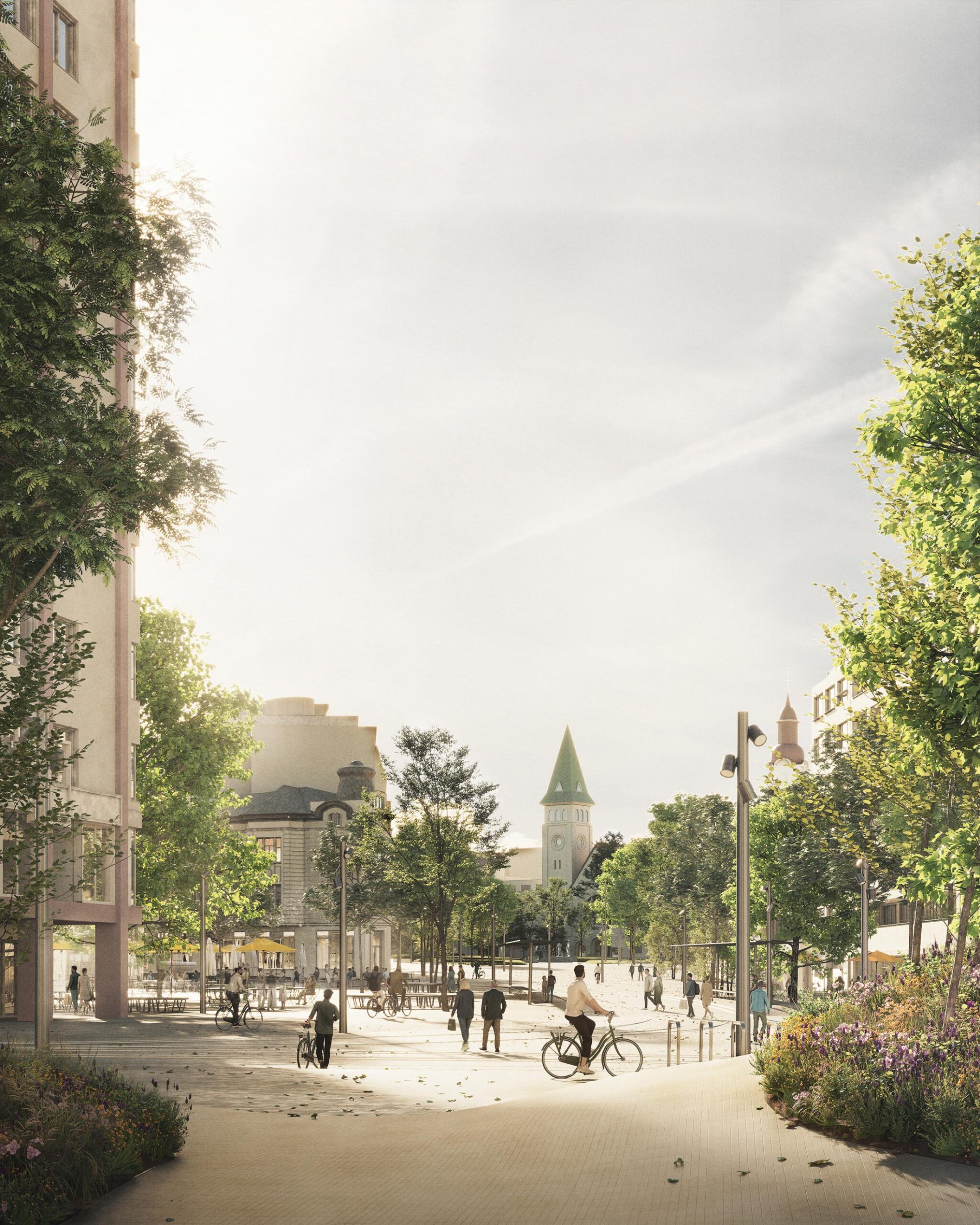 Víťazný návrh nemeckej kancelárie Atelier Loidl Landscape Architects Berlin – pohľad na Námestie SNP