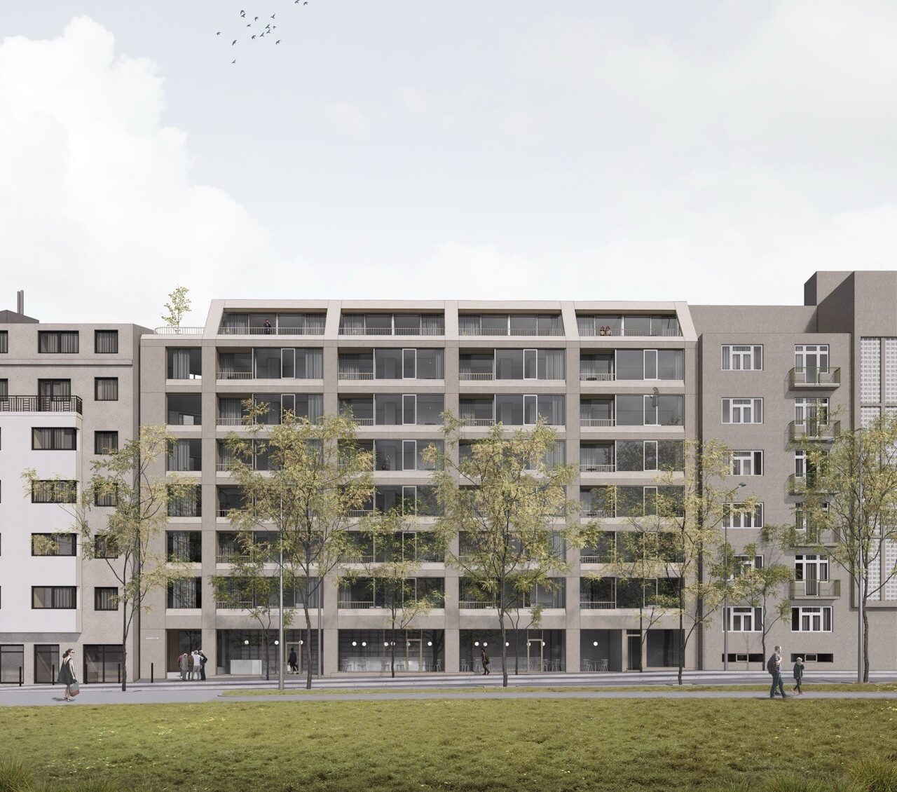 Bytový dom Mýtna 37 od ateliéru Kuklica Smerek architekti – pohľad zo Šancovej ulice